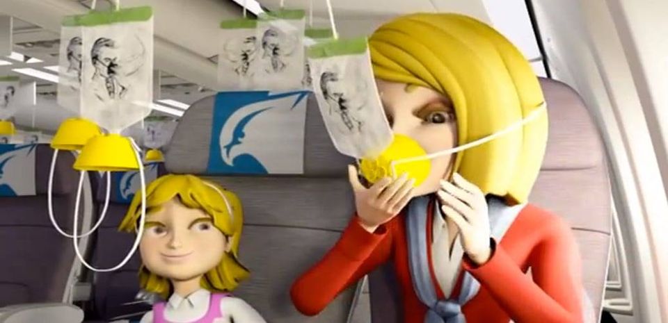 Oxygen Masks Drop on an Airplane
