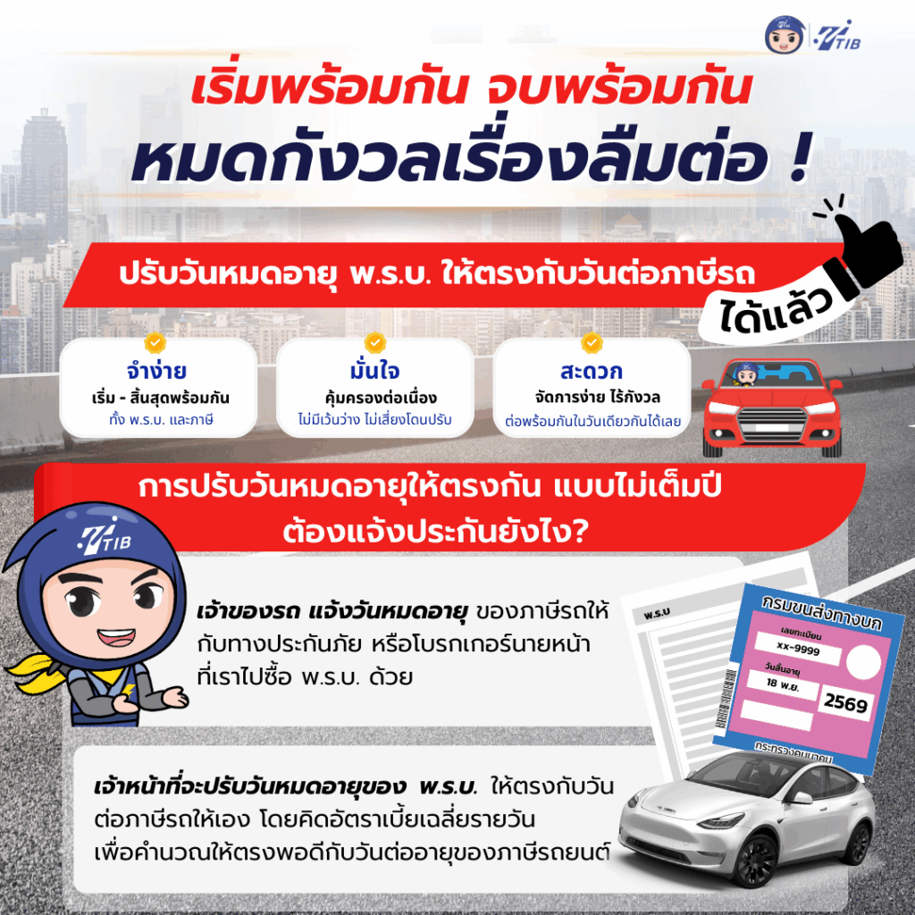 ปรับวันหมดอายุ พ.ร.บ. ให้ตรงกับวันต่อภาษีรถได้แล้ว 